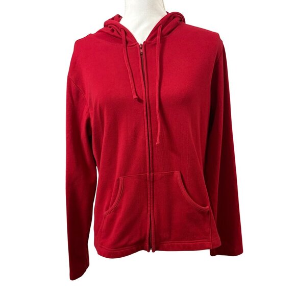 Red Streetwear Zip-Up Hoodie Casual Sweatshirt Womens Size L Activewear - Picture 1 of 11